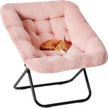 Sweetcrispy Comfy Chair For Adults, Soft Faux Fur Folding Lounge For Bedroom Living Room Dorm Rooms Flexible Reading Chair For Teens, Large Size Foldable,Square-Pink - 粉色 - 查看 2