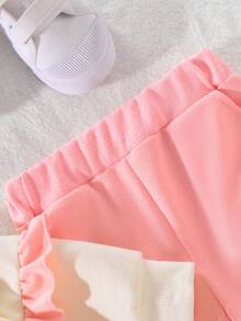 Baby Girl Clothes For Toddlers Fall And Winter Clothes Ruffled Crew Neck Bow Pullovers Sweatshirts Jogging Pantsuit Sets - Apricot - View 9