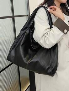 New Fashion Women's Handbag, Minimalist Casual Large Capacity Tote Bag, Soft Leather Shoulder Underarm Bag,