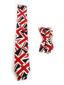 1 pieza Corbata de hombre con patrón geométrico rojo, negro y amarillo, elegante y minimalista