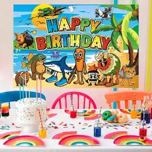 1pc-Italian Brainrot Birthday Party Decorations Set With Happy Birthday Banner, Balloons, Cupcake Toppers, Cartoon Animal Theme (Backdrop Banner)