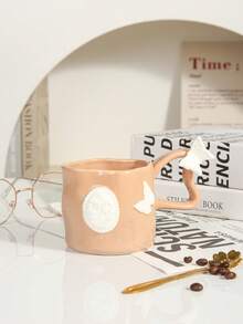 1 Peça Caneca Cerâmica 3D de Borboleta, Adequada para Água, Café, Leite, Xícaras de Chá, Presentes Personalizados, Presentes para Mulheres, Presentes para Mães, Presentes de Aniversário