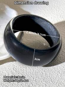 1pc Minimalist High-End Black Resin Bracelet, Asymmetric Round Design, Elegant For Party And Daily Wear