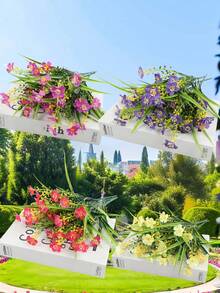 5 قطع/10 قطع من النباتات الاصطناعية متعددة الألوان مع ثمار وأزهار البابونج الصغيرة، ديكور منزلي نباتات خضراء مزيفة، مناسبة لعيد الميلاد، عيد الحب، عيد الأم، عيد الأب، عيد الفصح