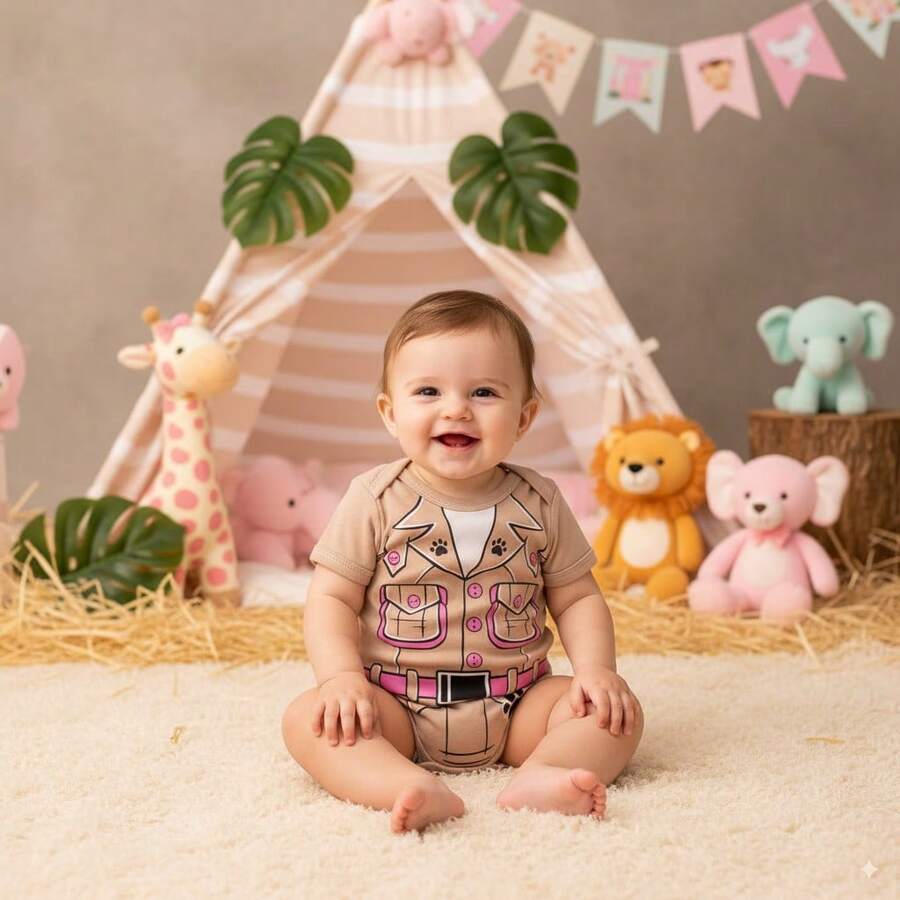 Pink  Themed Baby Bodysuit For Monthiversary - Màu be - Xem 1
