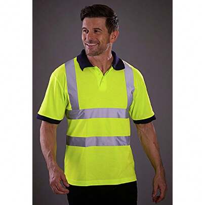 Yoko HiVis Short Sleeve Polo Shirt / Mens Workwear (HiVis Yellow)