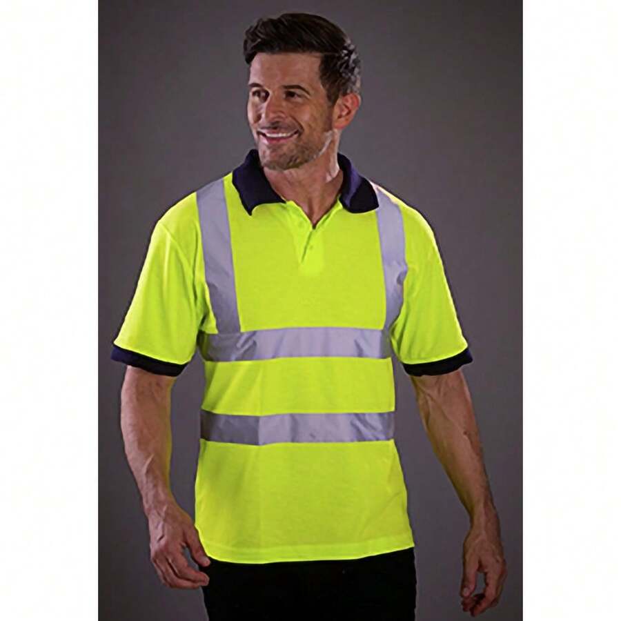 Yoko HiVis Short Sleeve Polo Shirt / Mens Workwear (HiVis Yellow) - Yellow - View 1