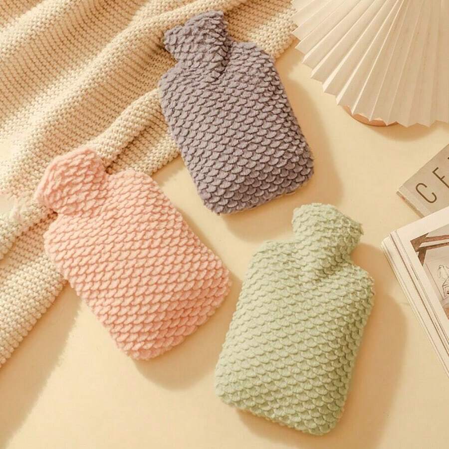 Plush Hot Water Bag, PVC Water Injection Bag, Warm Hands, Explosion-Proof And Leak Proof, Cute Embroidery, Simple And Portable, Detachable, Warm Hands And Feet, Use Hot Water Bottle During The Period, Winter New Warm Water Bag For Water Injection, Warm Stomach And Hands, Water Injection Hot Water Bag Cover, Small Cross-Border Explosion-Proof PVC Hot Compress