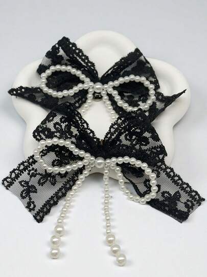 Suricat 2件套手工珍珠水晶透明蝴蝶结鞋夹，百搭装饰配饰，适合女士和女孩，可用于运动鞋、休闲鞋，日常时尚或作为礼物。