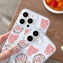 Pink Volleyball Bows Pretty Pattern Design -Clear Magnetic Phone Case For IPhone [X/11/12/13/14/15/16 /17/Pro Max] - Anti-Slip & Protective|Aesthetic Clear Magnetic Phone Case For Girls And - Clear - View 6