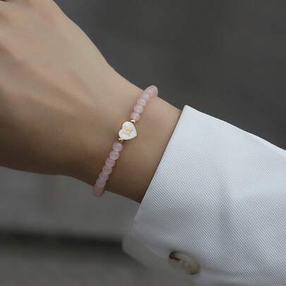 1 chiếc vòng tay hạt cườm màu hồng chữ cái đầu A-Z thời trang mới dành cho phụ nữ dự tiệc