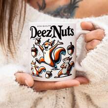 White Ceramic 11 Oz Mug With Adorable Squirrel Design, Perfect For Outdoor Use Gift Box Christmas Mugs Navidad Decoracion 2025 Christmas Gifts