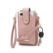 Bolso cruzado para mujer con soporte para llaves y ventana transparente, bolso multifunción antirrobo con correa ajustable para uso diario - Rosa - Ver 1