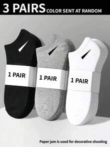 1双/3双/10双/15双加大码男女通用袜子，运动袜，时尚袜子，透气，白色/黑色/灰色短袜，纯色简约风格，适合日常休闲穿着 - 彩色 - 查看 34
