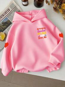 女童字母印花保暖卫衣 - 粉色 - 查看 9