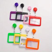 Colorful Plastic Retractable ID Badge Holder With Keychain - Durable Card Protector For Nurses, Students, And Employees - Multiple Colors 1 Set, Key Card Holder| Playful Accessories| Telescopic Device - Hồng - Xem 4