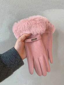 زوج من قفازات اللمس للنساء باللون البيج، مقاومة للماء مع بطانة دافئة ناعمة، قفازات شتوية للخارج، مقاومة للرياح، مناسبة للخروجات والسفر، توفر الدفء، ديكور الغرفة، ديكور هالوين، هالوين، ديكور الخريف، عيد الميلاد، ديكورات عيد الميلاد والهالوين - متعدد الألوان - مشاهدة 4