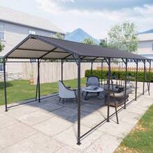 Outdoor Carport, 13*26.5 FT Carport, Heavy Duty Carport Canopy With Galvanized Steel Roof And Frame, Metal Carport Large Garage For Driveway Car, Truck - Black - View 2