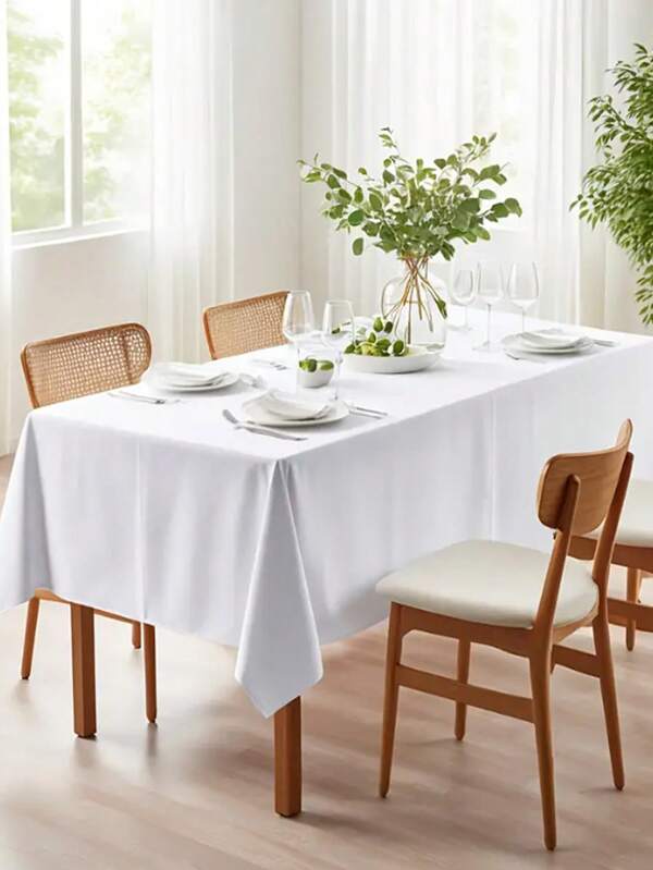 1 Pieza Mantel blanco sólido simple, Cubierta de mesa rectangular de poliéster, Adecuado para el Día de San Valentín, decoración de bodas, Pascua, Navidad, Halloween, Día de la Madre, Año Nuevo, Día de San Patricio. Un mantel adecuado para mesas de varios tamaños, reutilizable, ideal como paño de decoración de mesa o mantel de fiesta para pastelerías, cafeterías, restaurantes, fiestas de cumpleaños, despedidas de soltero, etc.