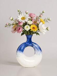 1 pieza Jarrón decorativo de estilo nórdico con círculos de colores, jarrón de flores pintado a mano para sala de estar, entrada, alquiler vacacional, decoración de mesa de hotel, decoración del hogar, decoración de habitación, jarrón de vidrio