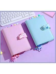 Kit Libreta Carpeta Escolare Bolsillo Cuero A6 Linda Pegatin - Azul - Ver 8