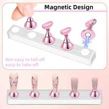 2 Sets (10pcs) - Nail Art Tray, Nail Art Stand Set (Base Only), Nail Art Press Stand, Nail Art Practice Hand Tray, Pre-Coated Nail Art Stand, Nail Art Display Rack, Home Nail Salon Starter Kit (Pink) - Multicolor - View 5