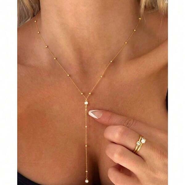 European And American Style Cross-Border Fashion Jewelry Multi-Layer Necklace Women's Accessories Versatile Y-Shaped Fringed Small Pendant Premium Collarbone Chain