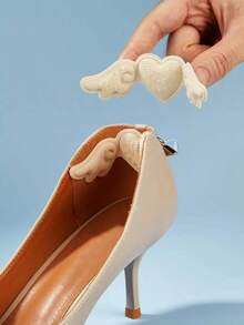 Pair Of Wing-Shaped And Heart-Shaped Anti-Wear Stickers Suitable Women's High Heels And Men's Sneakers Summer Daily Wear Shoe Accessories Suitable Women's Vacation Outfits - Màu be - Xem 4