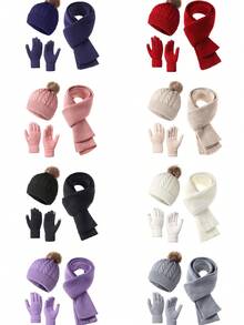 Gorro de Tricô Elegante e Casual para Mulheres: 1 Conjunto de Material Macio Semelhante à Lã de Cordeiro com Detalhe de Pompom, Bordado Simples de Letra, Chapéu de Inverno Grosso e Quente, Fácil de Dobrar para Armazenamento Conveniente, Opções de Várias Cores, Perfeito para as Estações de Outono e Inverno, Uso Diário, Atividades ao Ar Livre, Proteção contra Frio, Alternativa de Boné de Beisebol de Estilo Unissex, Cobertura de Cabeça Versátil e Chique para Mulheres que Buscam um Visual Aconchegante e Estiloso