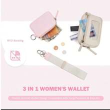 POIUGOYA Keychain Wristlet Wallet, Dual Pocket Wristlet Pouch Nylon Secure Change Purse, Mini Wallet With Key Ring, RFID Window, Women Wallet, Y2K Travel Wallet, Coin Purse