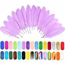 FeelfunFeather 120pcs Navy Blue Goose Feathers 6-8 Inch 15-20cm Decorative Natural Goose Nagoire Bulk Crafts Cosplay Wedding Party Halloween Home Decoration - Màu tím nhạt - Xem 4