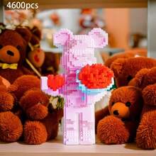 2025 New Heart-Shaped Building Blocks, Heart-Shaped Puzzle Toy For Proposal, Flower Bouquet & Teddy Bear Assembly Model, Valentine's Day Proposal Gift, Girlfriend Birthday Gift, Christmas Surprise Gift - Multicolor - View 8