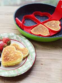 1PC Pancake Molds Silicone Baking Mould Egg Maker Pancake Egg Ring Nonstick Silicone Round Egg Rings (Red 7/4 Holes), Convenient Breakfast Supplies, Family Dinner Supplies, Party Supplies - Multicolor - View 2