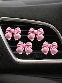 3/4/6pcs Pink Bow Car Interior Cute Car Interior Accessories ,Car Air Conditioning Vent Decorative Clip, Bow Car Air Vent Decorative Clip,Cute Air Freshener Holder For Car AC Vents, Fashionable Car Interior Accessories For Women,Girly Dashboard Decor