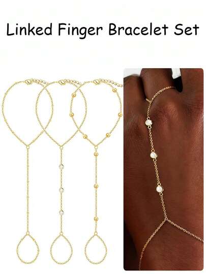 3 مجموعة أساور سلسلة ذهبية للنساء، أساور ذهبية بخرز اللؤلؤ الاصطناعي، هدية عيد ميلاد، مجوهرات أنيقة