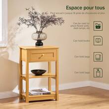 SoBuy Bedside Table Nightstand Side Table End Table Coffee Table With 1 Drawer And 2 Shelves White W45 X D30 X H68cm FBT46-W - Brown - View 7