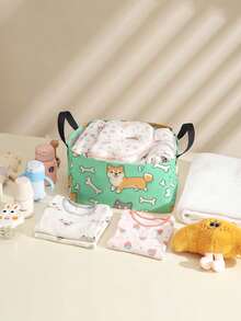 1 Stück Cartoon Welpen Muster offene Aufbewahrungsbox, multifunktionaler Aufbewahrungskorb mit Griff, Geschenk für Feiertage, Muttertags-/Vatertags-Geschenk, Aufbewahrung für Babybedarf, Windeln, Alltagsorganizer für Wohnzimmer, Badezimmer, Küche, faltbare Kleideraufbewahrung, süß und leicht, geeignet für Zuhause, Kinder, Kinderzimmer