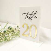 10件套 白色/黑色长方形桌号牌，磨砂婚礼桌号牌，波西米亚风格婚礼餐桌装饰，亚克力婚礼桌号牌，金色字母长方形婚礼装饰，桌号牌装饰 - 彩色 - 查看 16