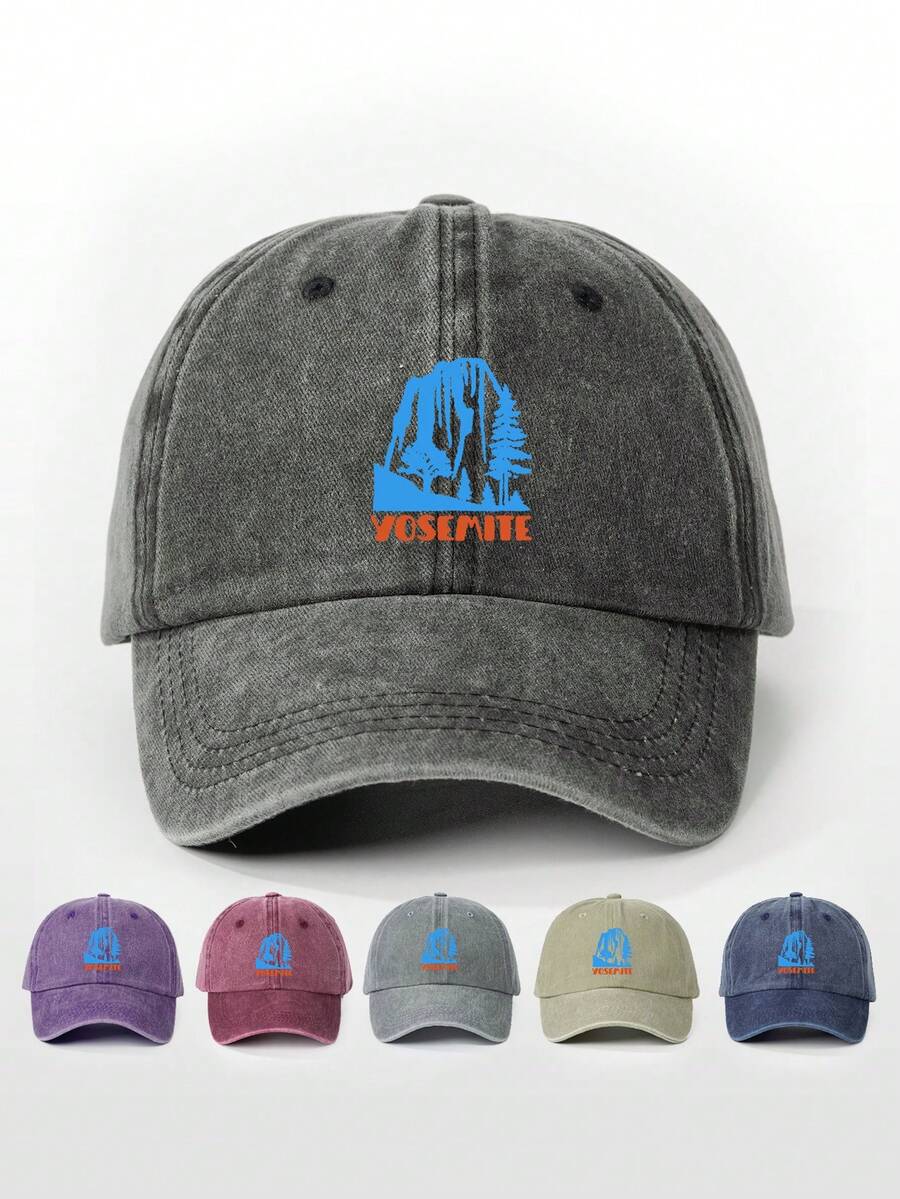 1pc Printed Washed Baseball Cap, Outdoor Sun Protection Casual Hat Suitable For Travel, Beach, Vacation, Fashion Versatile Y2K Style Unisex Sun Hat