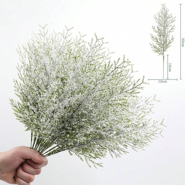 5/10pcs Artificial Pine Needle Branches - 13.77inch Green Cedar Fir For DIY Christmas Garland, Home Garden & Desktop Decor, Perfect For Christmas Trees & Winter Decorations, Christmas Decorations,Christmas Artificial Plant For Home Decor.