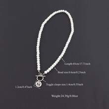 1 pieza Nuevo collar clásico con 26 iniciales y cierre de perlas imitación de 6 mm para hombres