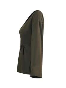 Women's Autumn New Minimalist Long Sleeve Tie-Front Shacket, Suitable For All Seasons Spring - Dark Brown - View 4