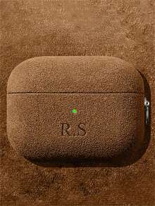 [Customized] Personalized Luxury Laser-Engraved Name DIY Custom Suede Earphone Case, Compatible With Pro 1 2 3 4 Pro 2 Pro 3 Couple Earphone Case, With Keychain.