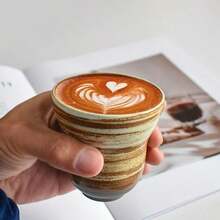 Retro Minimalist Coffee Cup, Instant Latte Cup, Cafe-Style American Coffee, Unique Handpainted Ceramic Mug