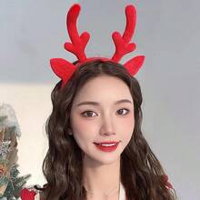 Diadema navideña adorable para niñas, con diseño de bosque de otoño e invierno, diadema de peluche de hada súper dulce, accesorio de cabello de celebridad online con ciervos festivos, ideal para fiestas y vestidos de fiesta.