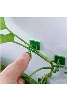 2个植物攀爬墙夹 - 柔性植物支撑支架，自粘式隐形花园棚架，适用于室内/室外植物 - 不对称塑料结构（颜色随机） - 綠色 - 查看 2