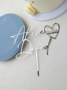 Personalized Couple Names And Date Wedding Cake Topper Custom Cake Toppers For Wedding Mr And Mrs Cake Toppers Anniversary Cake Topper ,Forever Love ,Kitchen Utensils, Modern Wedding 2026 - Style B - View 7