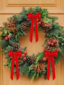 1/6/9 件豪华天鹅绒圣诞蝴蝶结 - 10 英寸手工丝带装饰蝴蝶结，适用于圣诞树、花环、礼品包装、节日庆典以及室内外节日装饰 [红色、酒红色、黑色、粉色、白色、米色]