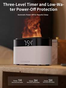 150ml Colorful Flame Humidifier With Smart Clock LED Display, USB Essential Oil Aroma Diffuser With Auto Shut-Off & Timer & Remote Control, Time Display Alarm Clock Setting Air Humidifier Diffuser,Aroma Diffuser For Home,Bedroom