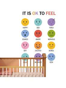 1 pièce Autocollant mural "It Is Ok To Feel" Autocollants décoratifs en PVC amovibles et auto-adhésifs, faciles à déchirer. Décoration de la maison pour rafraîchir votre vie, décoration de vacances, autocollants cadeaux d'anniversaire et de remise des diplômes, décoration murale, décoration de chambre